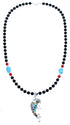 Multicolor Sterling Silver Kokopelli Southwest Bead Necklace Pendant Set RX114173